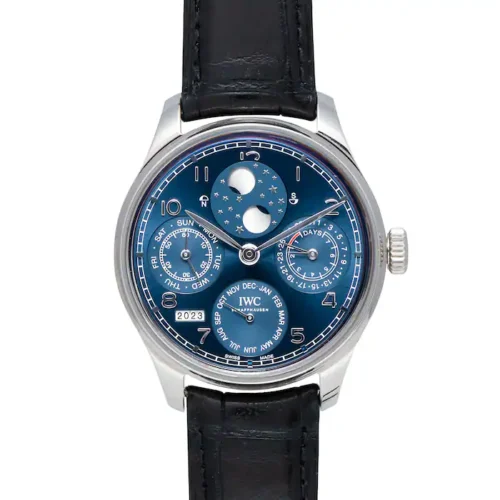 Portugieser Perpetual Calendar SS 5033 APSF 1:1 Best Edition Blue Dial on Black Leather Strap